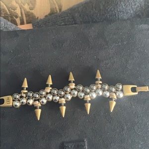 HEET Brass Pewter/Silver Swarovski Spiked Bracelet
